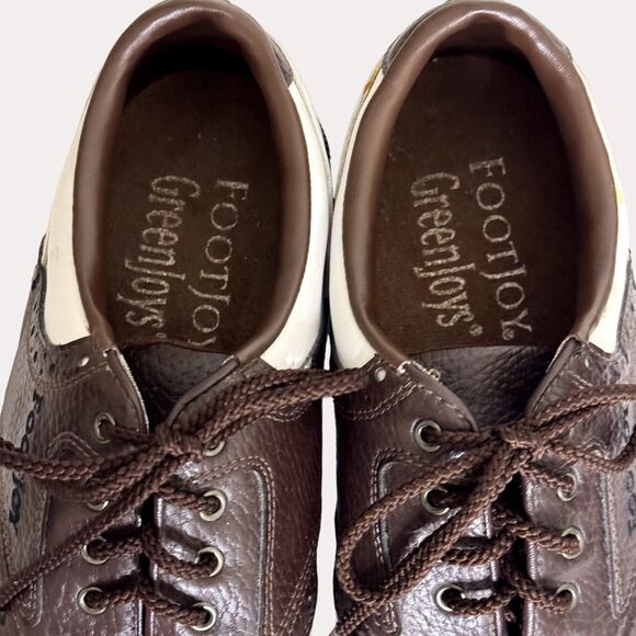 FootJoy Greenjoys Mens Golf Shoes Saddle Loafer Brown Cream 9 M bv - Picture 6 of 10